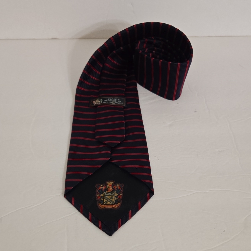Gucci Navy Blue and Red Striped Tie - Picture 4 of 9